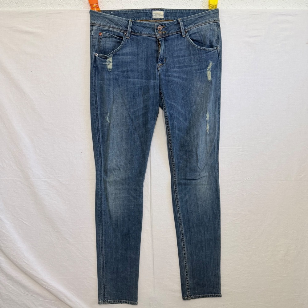 Y2K Hudson Collin Skinny Jeans Women 29 Low Rise Distressed Flap Pocket Made USA